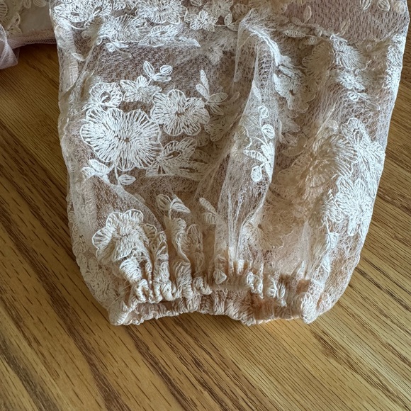 Peach Elegant Lace Embroidered Top Size XL Back Zipper Cottagecore Feminine - Picture 10 of 11